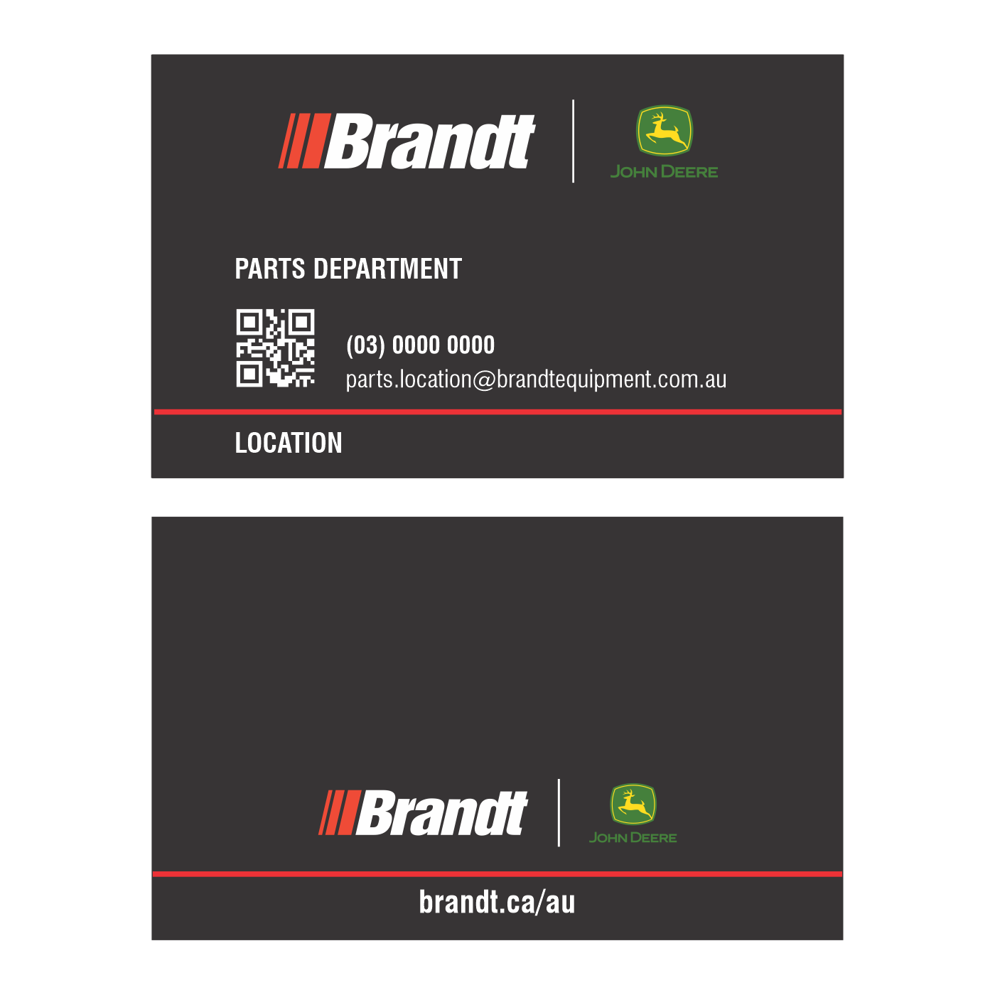 zBrandt - Parts Department Business Cards